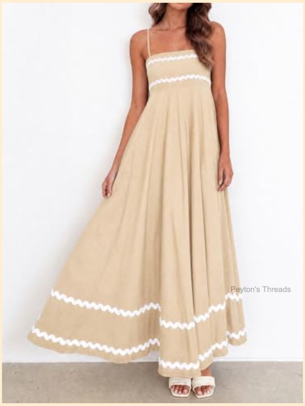Spaghetti Strap Maxi Dress Flowy A Line with Pockets Beach Vacation Brunch - Picture 3 of 7
